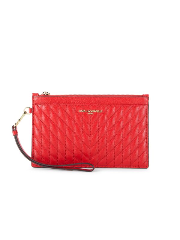 Karl Lagerfeld Paris Leather Quilted Wristlet
